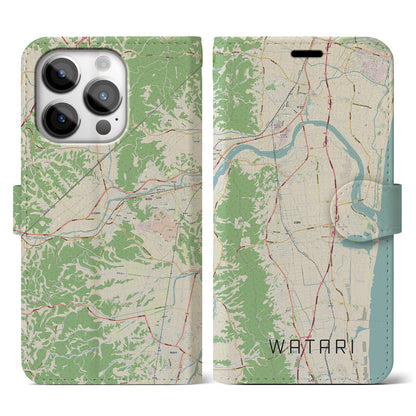 【亘理（宮城県）】地図柄iPhoneケース（手帳タイプ）ナチュラル・iPhone 14 Pro 用