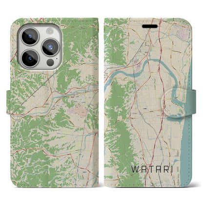 【亘理（宮城県）】地図柄iPhoneケース（手帳タイプ）ナチュラル・iPhone 15 Pro 用