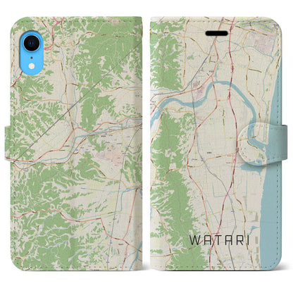 【亘理（宮城県）】地図柄iPhoneケース（手帳タイプ）ナチュラル・iPhone XR 用