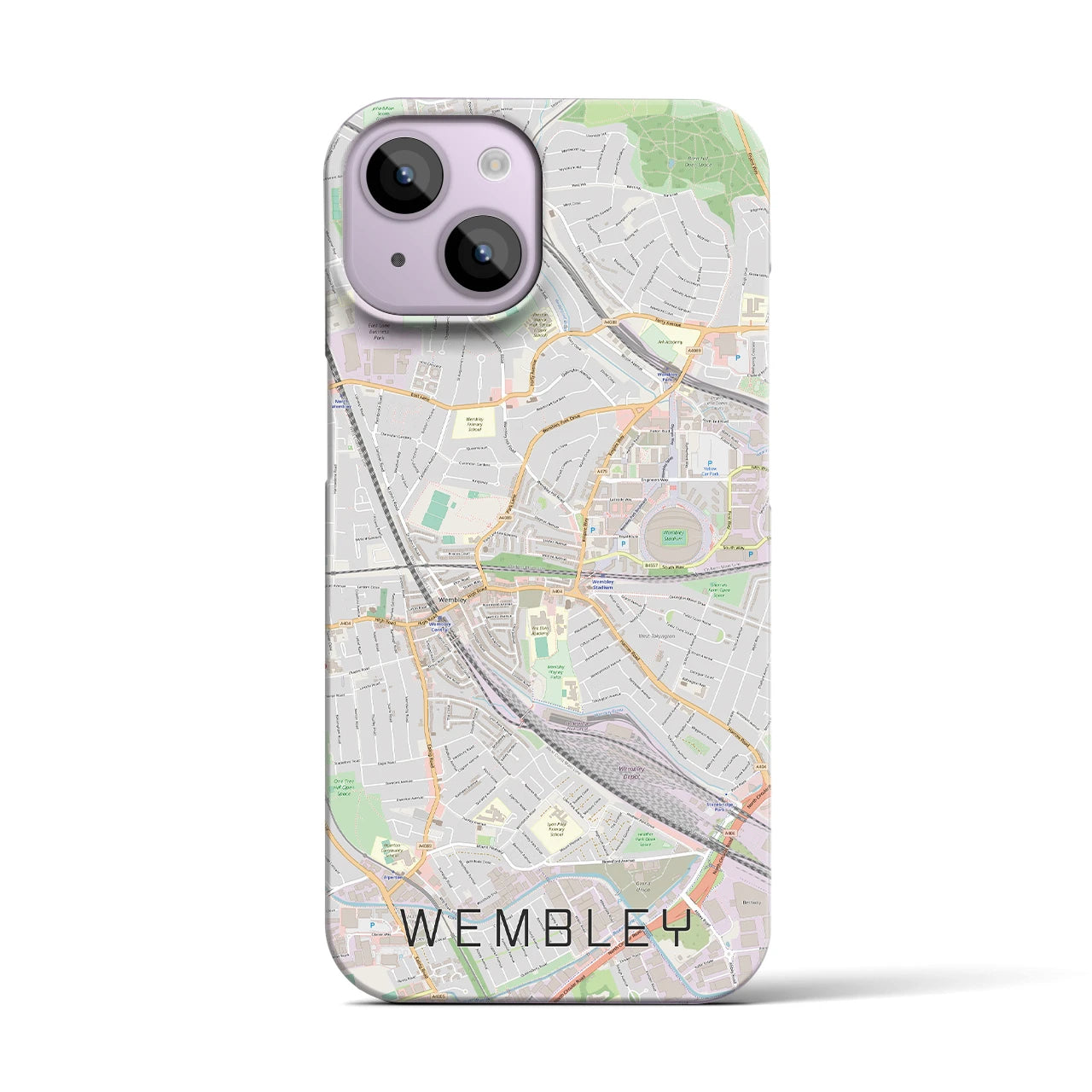 【ウェンブリー】地図柄iPhoneケース（バックカバータイプ・ナチュラル）iPhone 14 用
