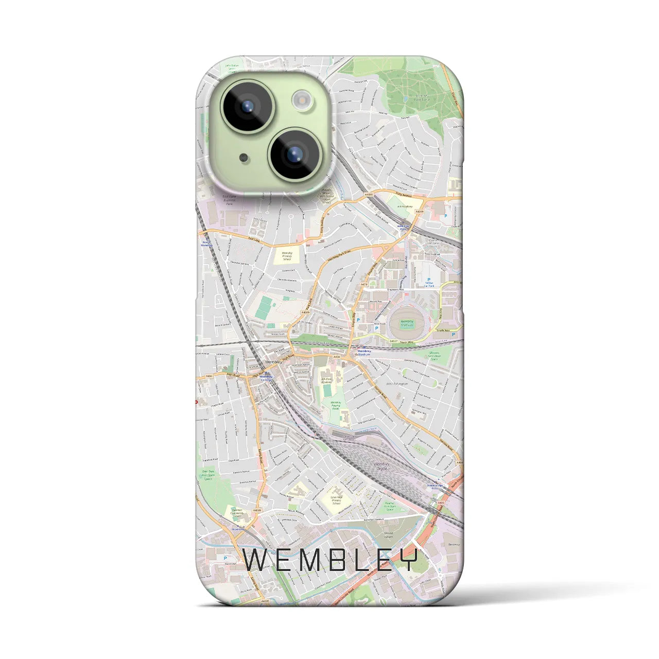 【ウェンブリー】地図柄iPhoneケース（バックカバータイプ・ナチュラル）iPhone 15 用