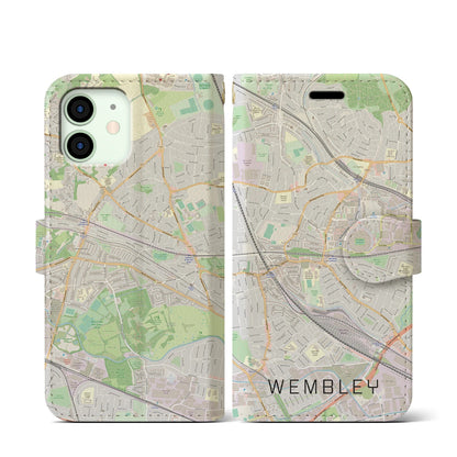 【ウェンブリー（イギリス）】地図柄iPhoneケース（手帳タイプ）ナチュラル・iPhone 12 mini 用