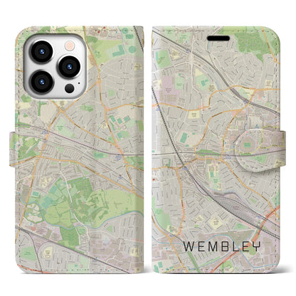 【ウェンブリー（イギリス）】地図柄iPhoneケース（手帳タイプ）ナチュラル・iPhone 13 Pro 用