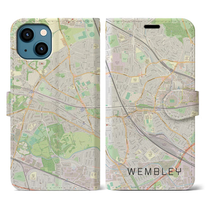 【ウェンブリー（イギリス）】地図柄iPhoneケース（手帳タイプ）ナチュラル・iPhone 13 用