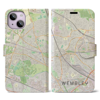 【ウェンブリー（イギリス）】地図柄iPhoneケース（手帳タイプ）ナチュラル・iPhone 14 用