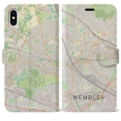 【ウェンブリー（イギリス）】地図柄iPhoneケース（手帳タイプ）ナチュラル・iPhone XS Max 用