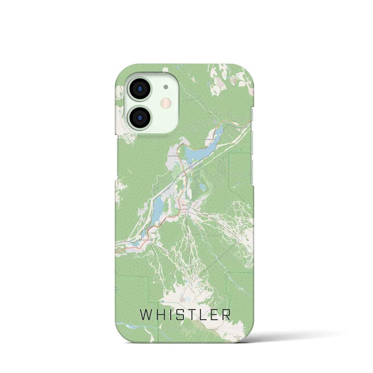 【ウィスラー】地図柄iPhoneケース（バックカバータイプ・ナチュラル）iPhone 12 mini 用