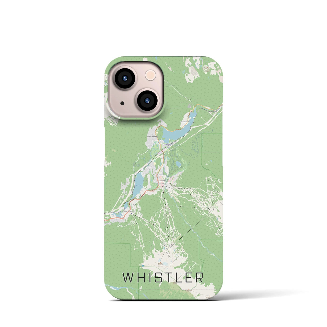 【ウィスラー】地図柄iPhoneケース（バックカバータイプ・ナチュラル）iPhone 13 mini 用