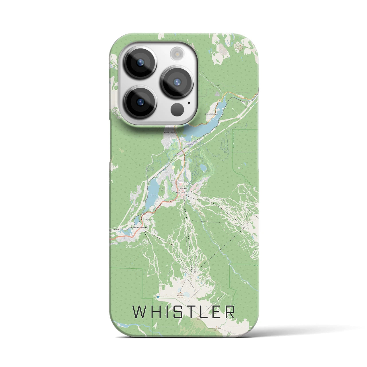 【ウィスラー】地図柄iPhoneケース（バックカバータイプ・ナチュラル）iPhone 14 Pro 用