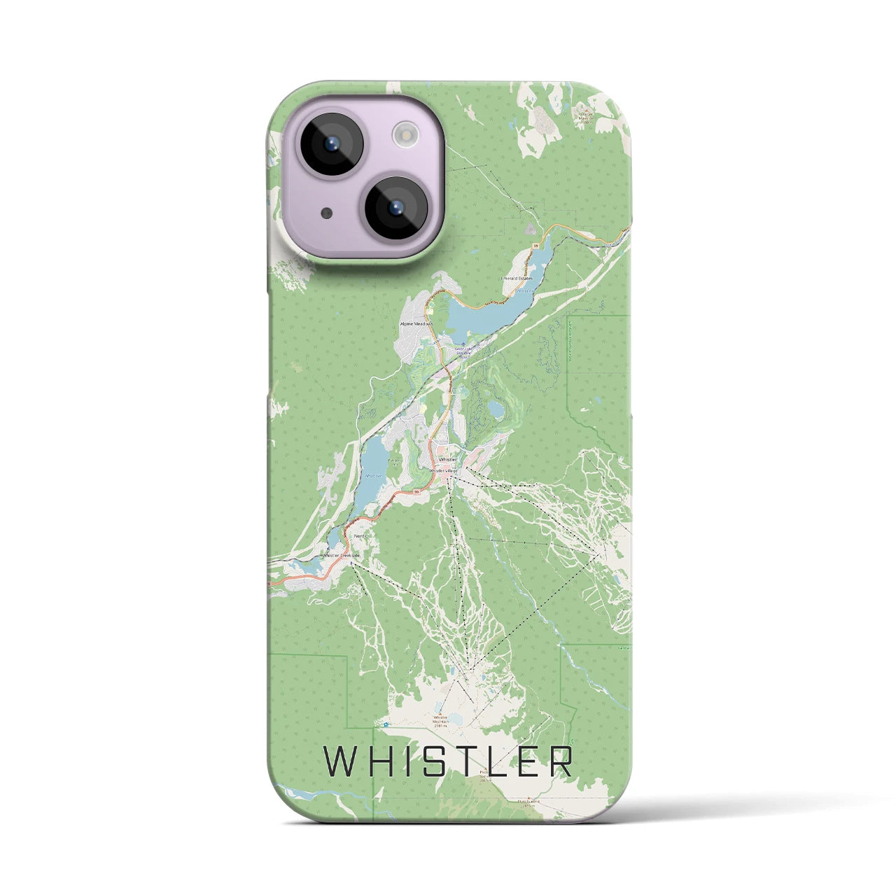 【ウィスラー】地図柄iPhoneケース（バックカバータイプ・ナチュラル）iPhone 14 用