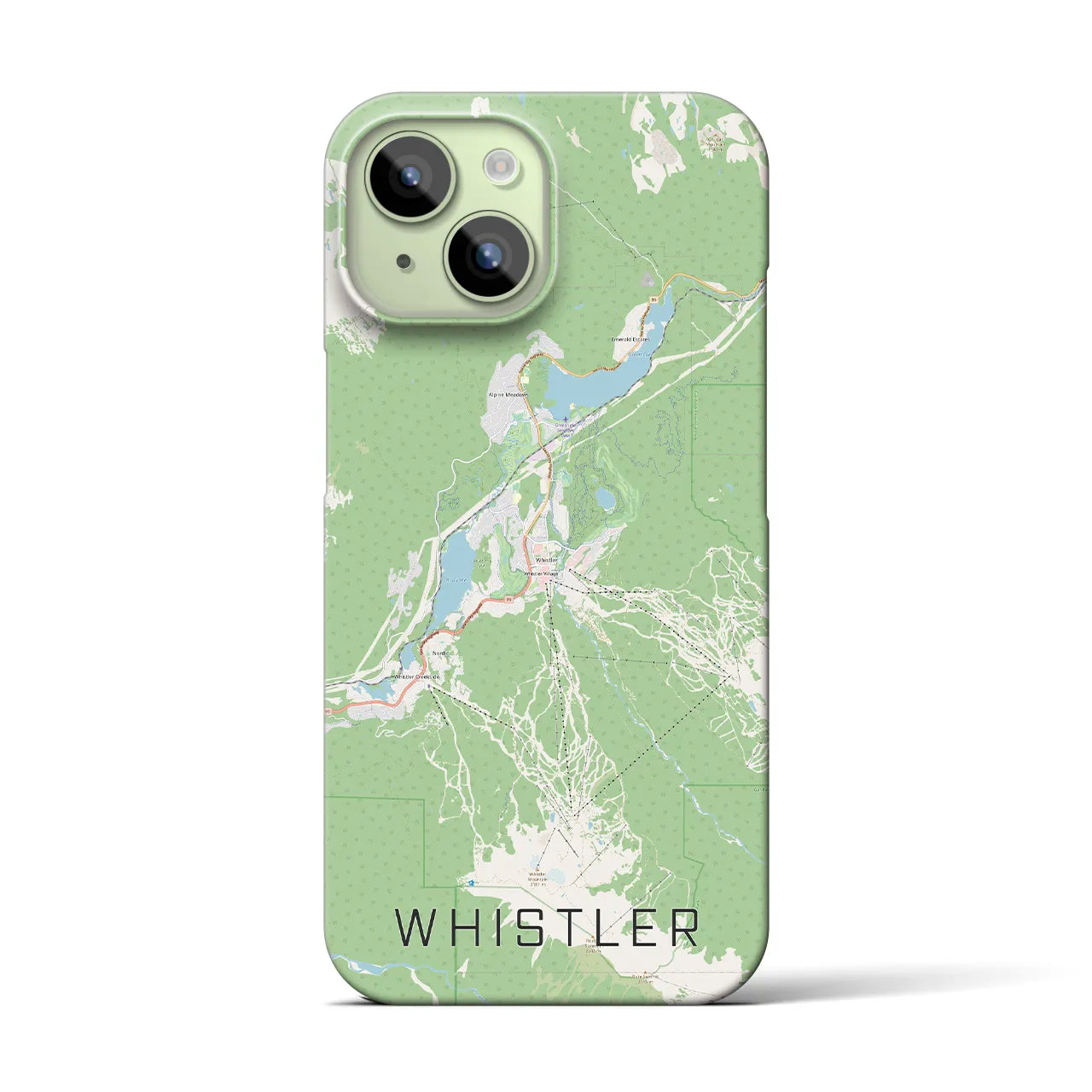 【ウィスラー】地図柄iPhoneケース（バックカバータイプ・ナチュラル）iPhone 15 用