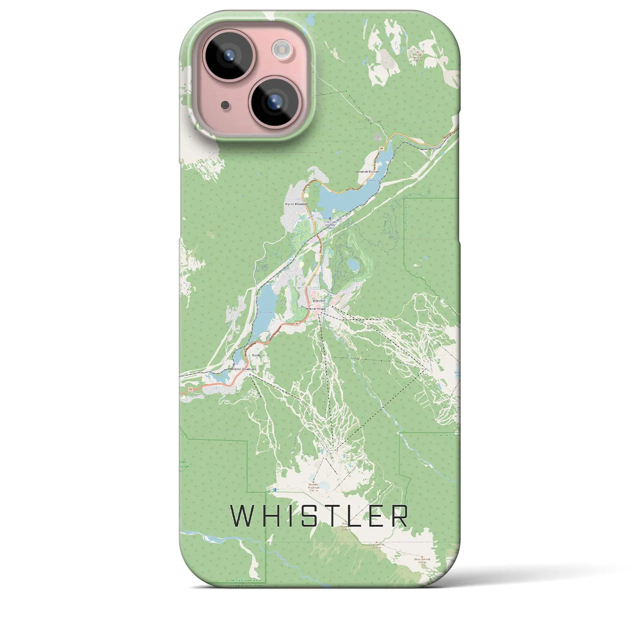 【ウィスラー】地図柄iPhoneケース（バックカバータイプ・ナチュラル）iPhone 15 Plus 用