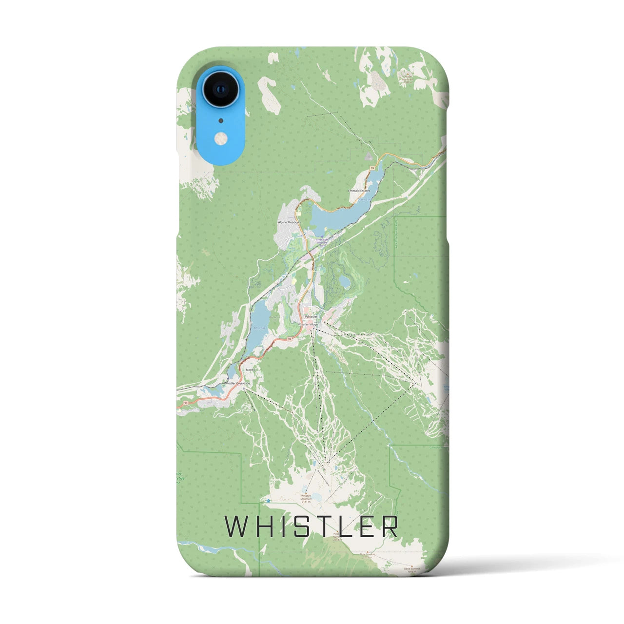 【ウィスラー】地図柄iPhoneケース（バックカバータイプ・ナチュラル）iPhone XR 用