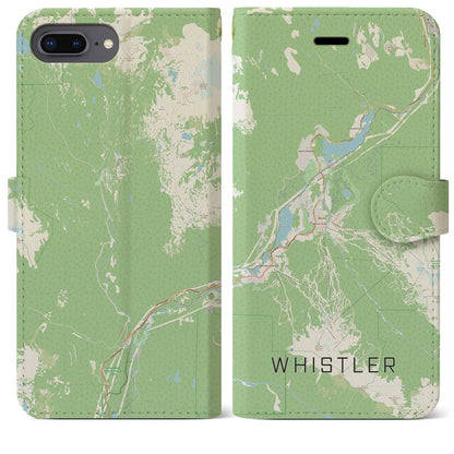 【ウィスラー（カナダ）】地図柄iPhoneケース（手帳タイプ）ナチュラル・iPhone 8Plus /7Plus / 6sPlus / 6Plus 用