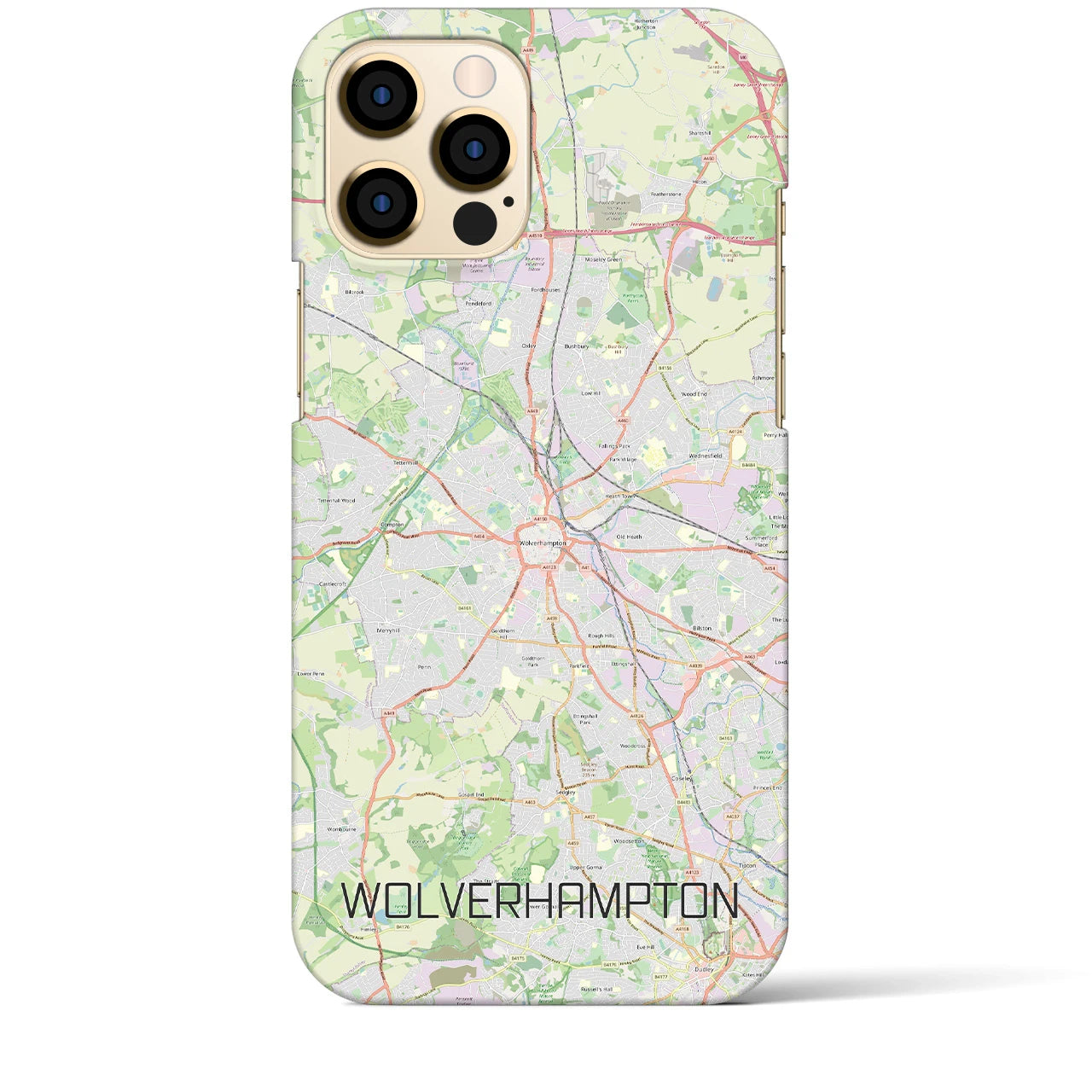【ウルヴァーハンプトン】地図柄iPhoneケース（バックカバータイプ・ナチュラル）iPhone 12 Pro Max 用