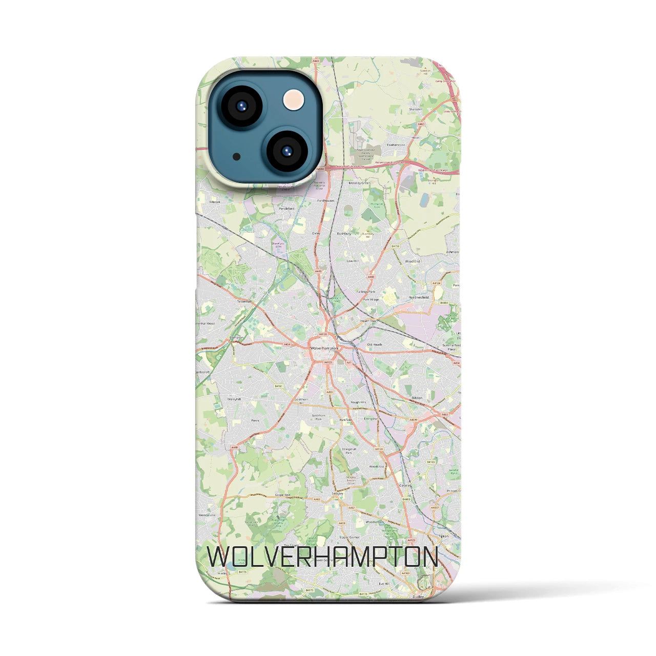 【ウルヴァーハンプトン】地図柄iPhoneケース（バックカバータイプ・ナチュラル）iPhone 13 用