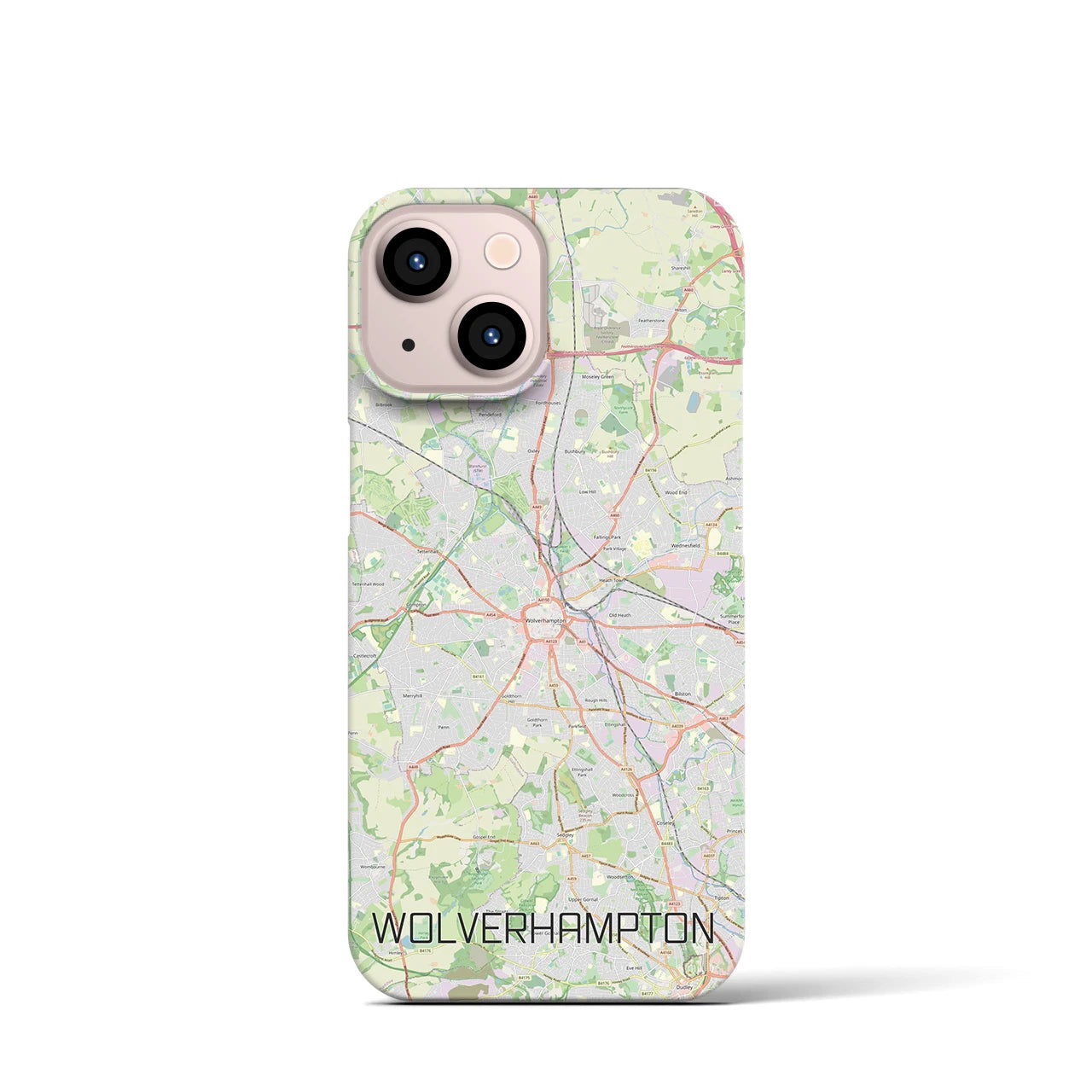 【ウルヴァーハンプトン】地図柄iPhoneケース（バックカバータイプ・ナチュラル）iPhone 13 mini 用