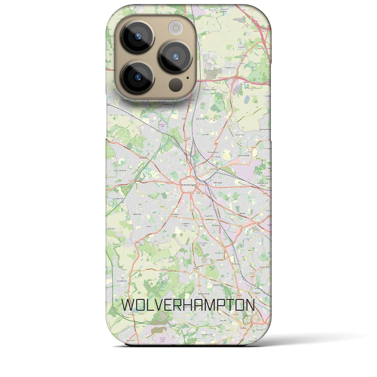 【ウルヴァーハンプトン】地図柄iPhoneケース（バックカバータイプ・ナチュラル）iPhone 14 Pro Max 用