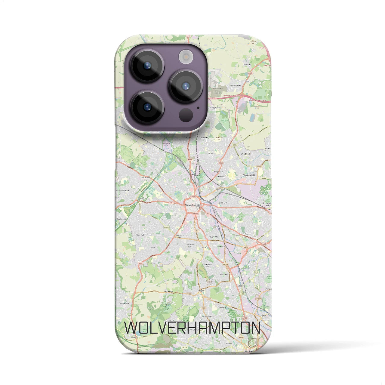 【ウルヴァーハンプトン】地図柄iPhoneケース（バックカバータイプ・ナチュラル）iPhone 14 Pro 用