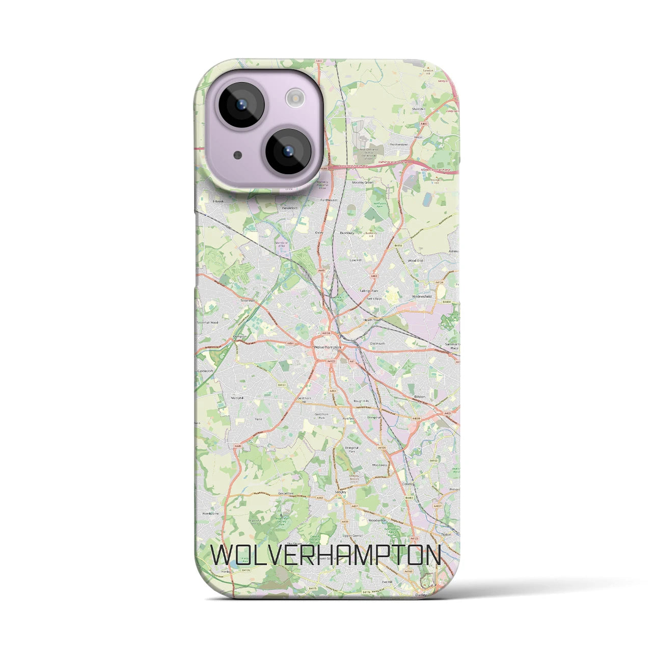 【ウルヴァーハンプトン】地図柄iPhoneケース（バックカバータイプ・ナチュラル）iPhone 14 用