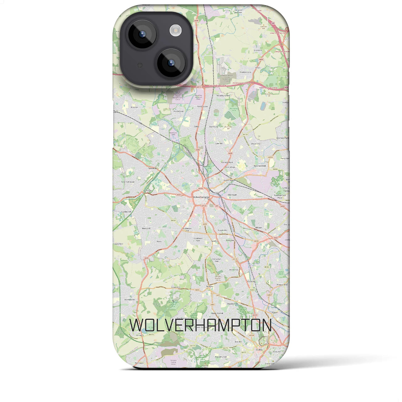 【ウルヴァーハンプトン】地図柄iPhoneケース（バックカバータイプ・ナチュラル）iPhone 14 Plus 用