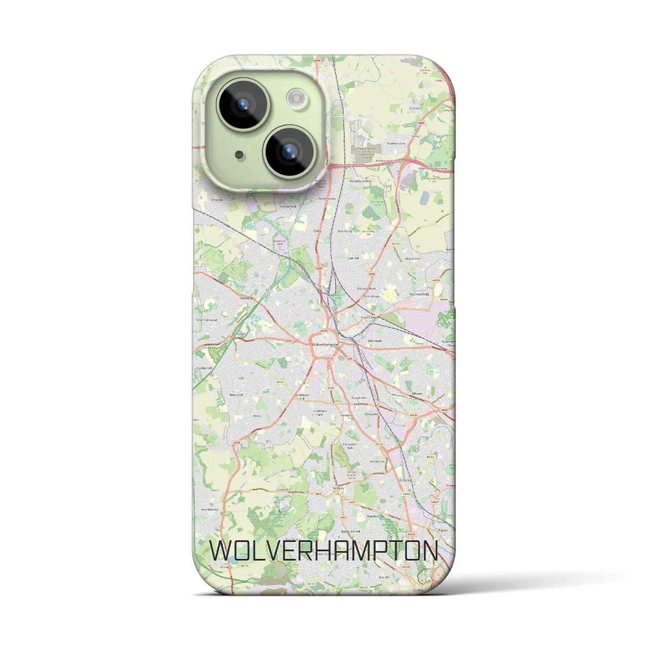 【ウルヴァーハンプトン】地図柄iPhoneケース（バックカバータイプ・ナチュラル）iPhone 15 用
