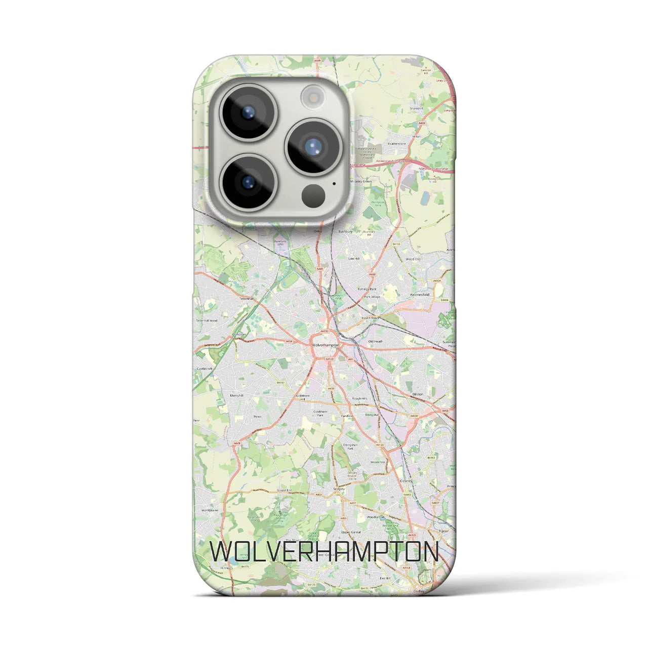 【ウルヴァーハンプトン】地図柄iPhoneケース（バックカバータイプ・ナチュラル）iPhone 15 Pro 用