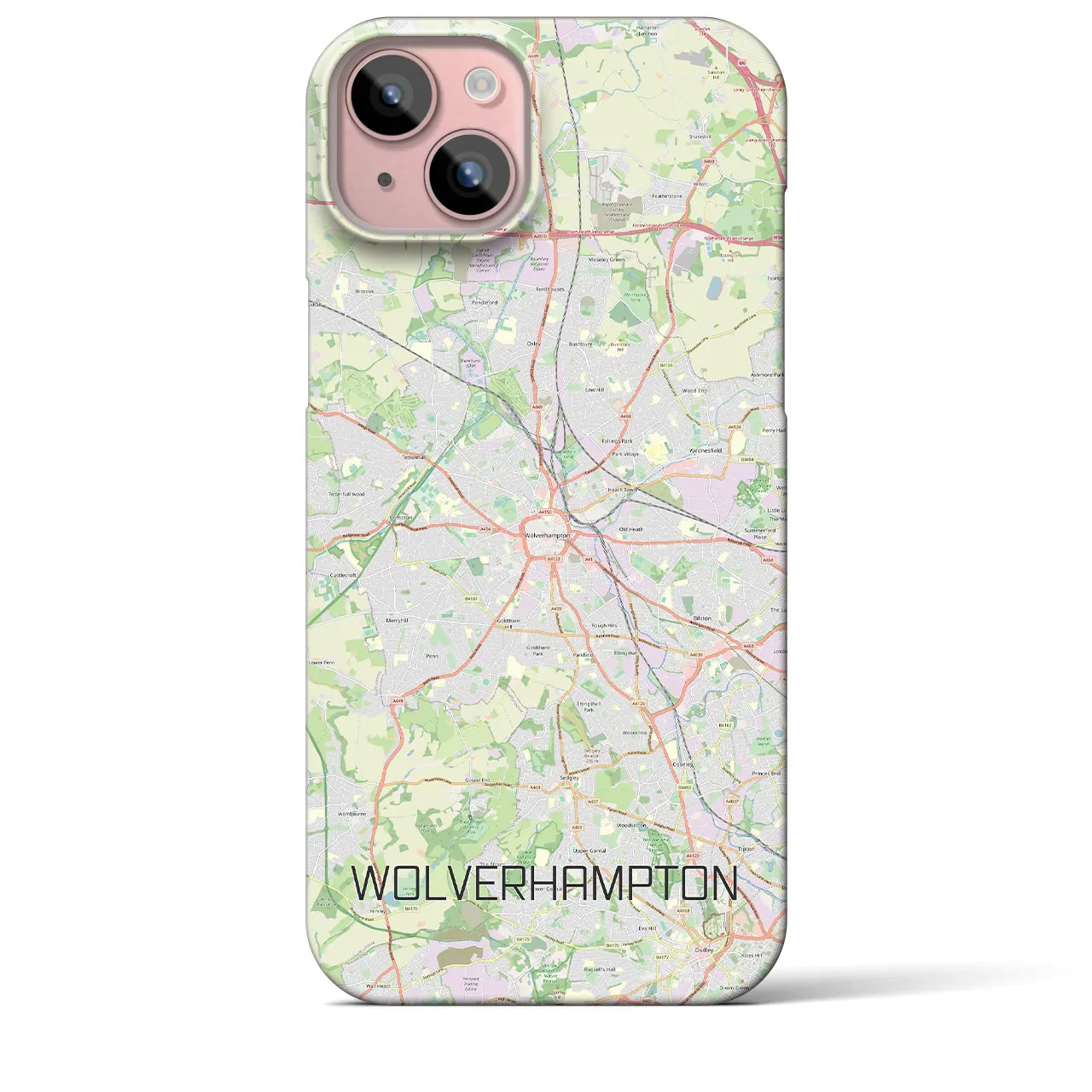 【ウルヴァーハンプトン】地図柄iPhoneケース（バックカバータイプ・ナチュラル）iPhone 15 Plus 用
