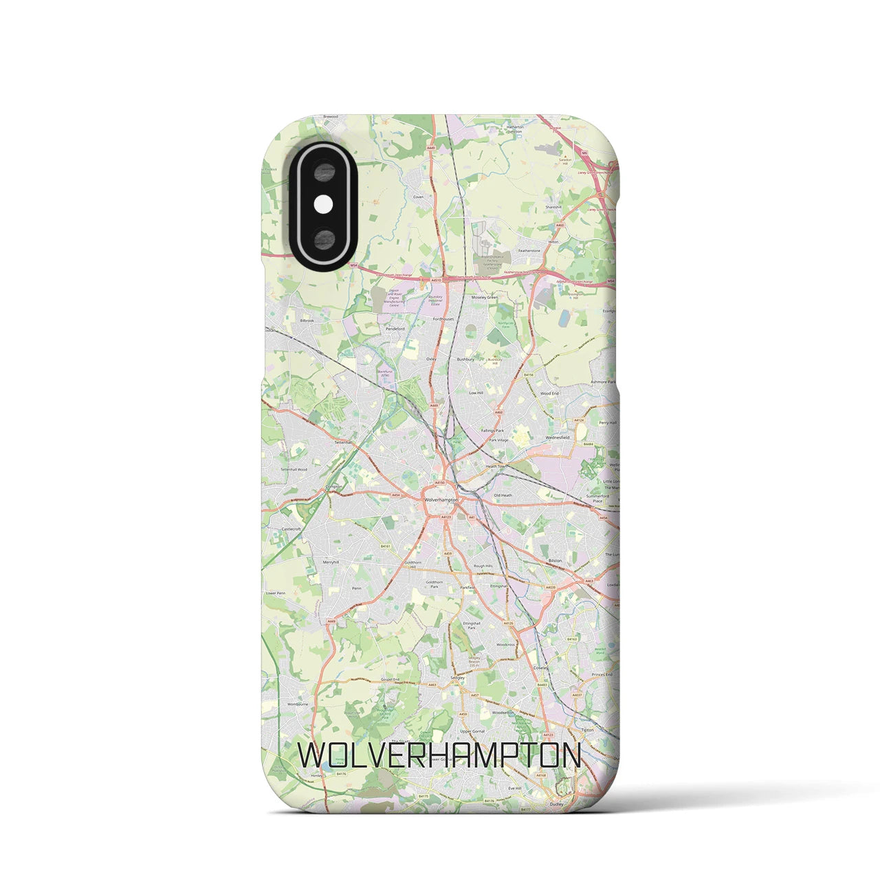 【ウルヴァーハンプトン】地図柄iPhoneケース（バックカバータイプ・ナチュラル）iPhone XS / X 用