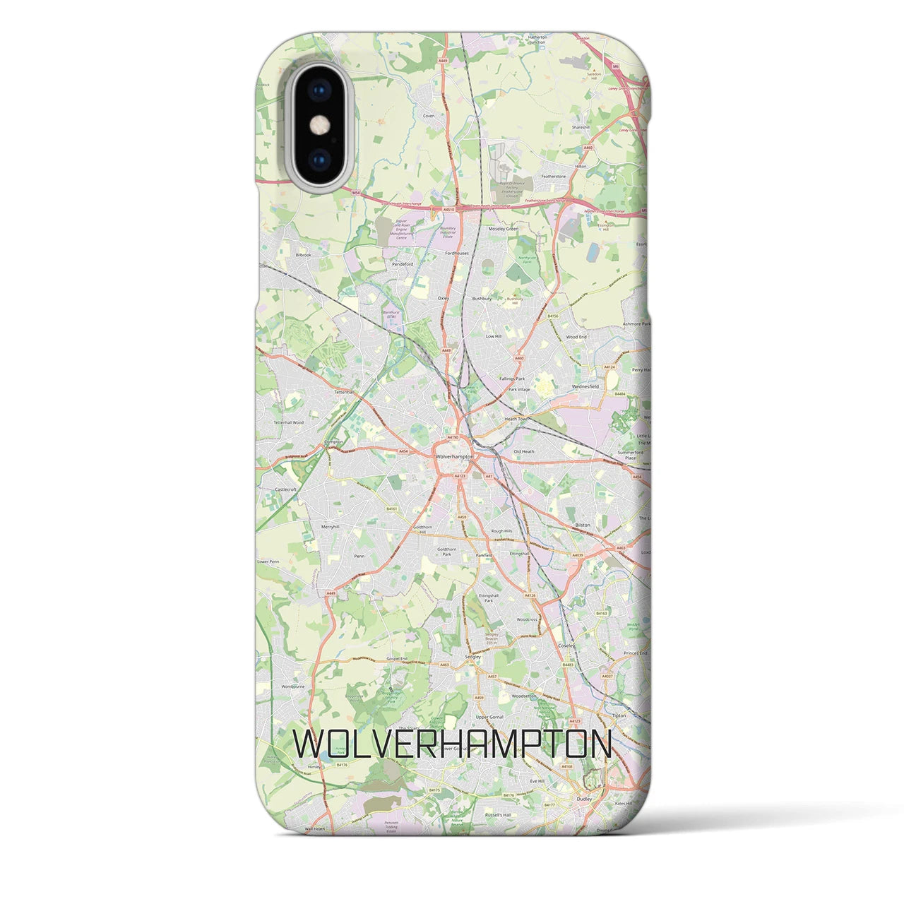【ウルヴァーハンプトン】地図柄iPhoneケース（バックカバータイプ・ナチュラル）iPhone XS Max 用