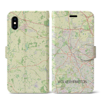 【ウルヴァーハンプトン（イギリス）】地図柄iPhoneケース（手帳タイプ）ナチュラル・iPhone XS / X 用