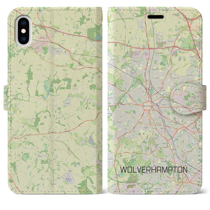 【ウルヴァーハンプトン（イギリス）】地図柄iPhoneケース（手帳タイプ）ナチュラル・iPhone XS Max 用