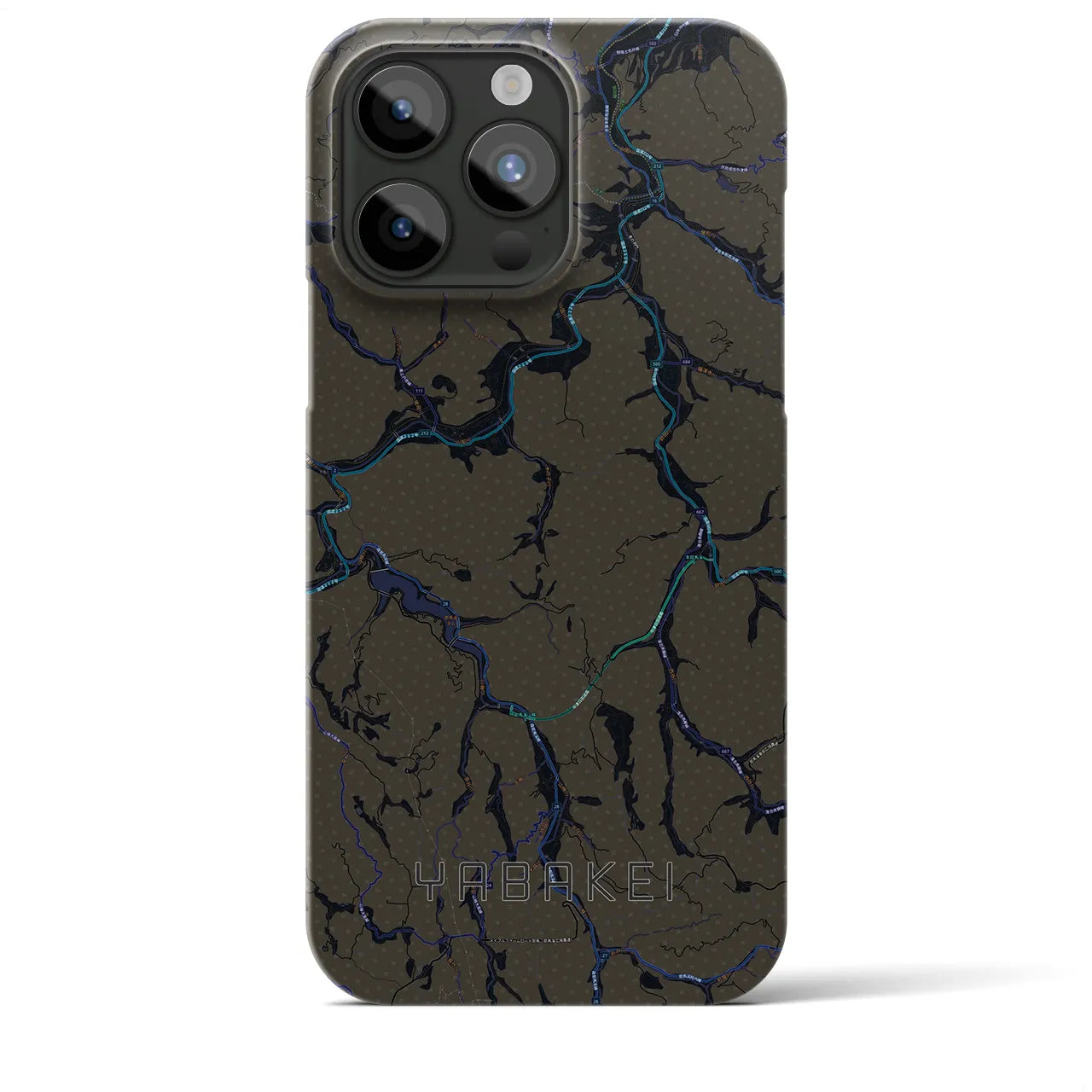 【耶馬渓】地図柄iPhoneケース（バックカバータイプ・ブラック）iPhone 15 Pro Max 用