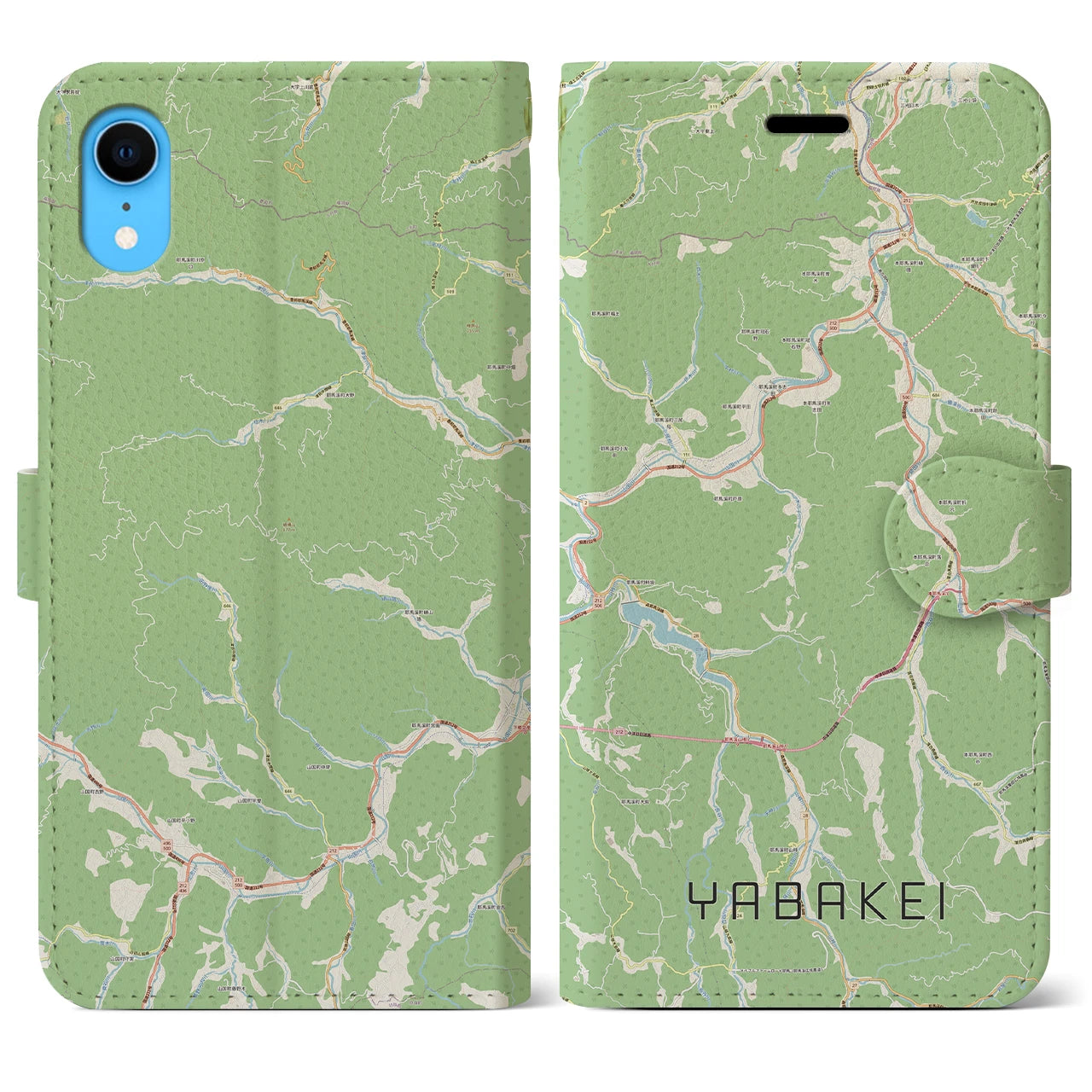 【耶馬渓】地図柄iPhoneケース（手帳両面タイプ・ナチュラル）iPhone XR 用