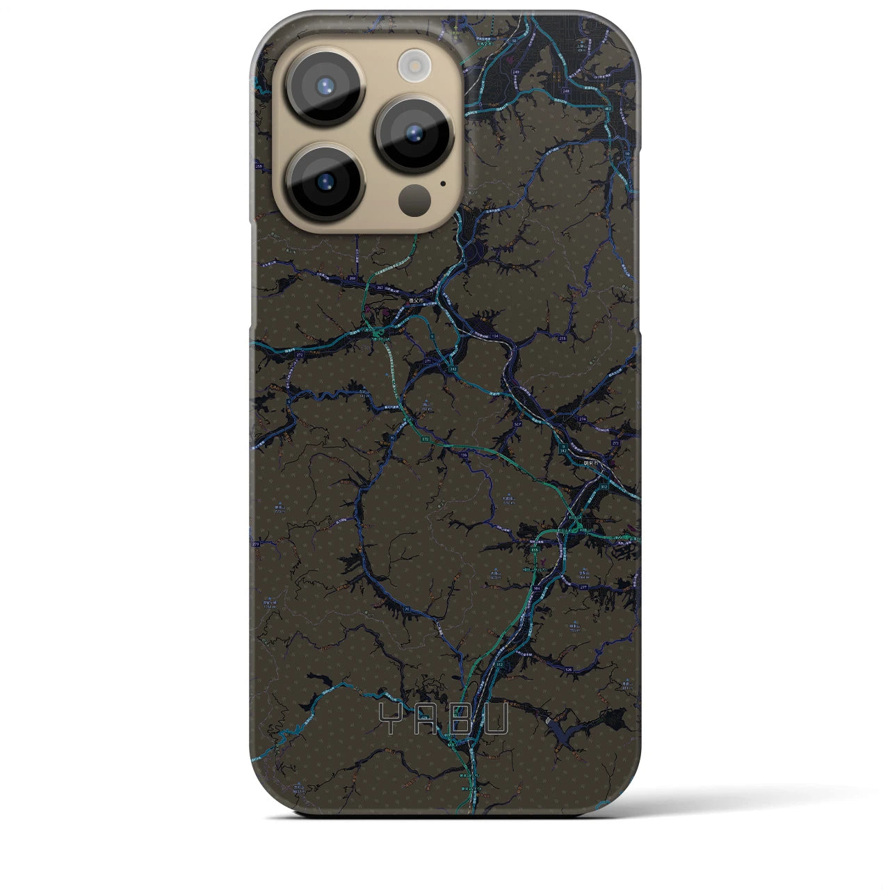 【養父】地図柄iPhoneケース（バックカバータイプ・ブラック）iPhone 14 Pro Max 用