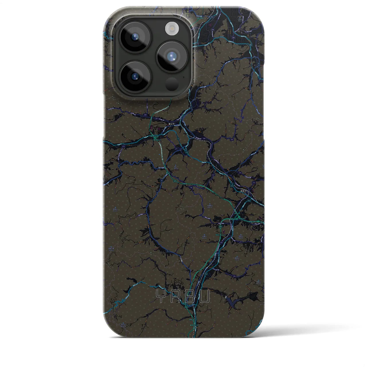 【養父】地図柄iPhoneケース（バックカバータイプ・ブラック）iPhone 15 Pro Max 用