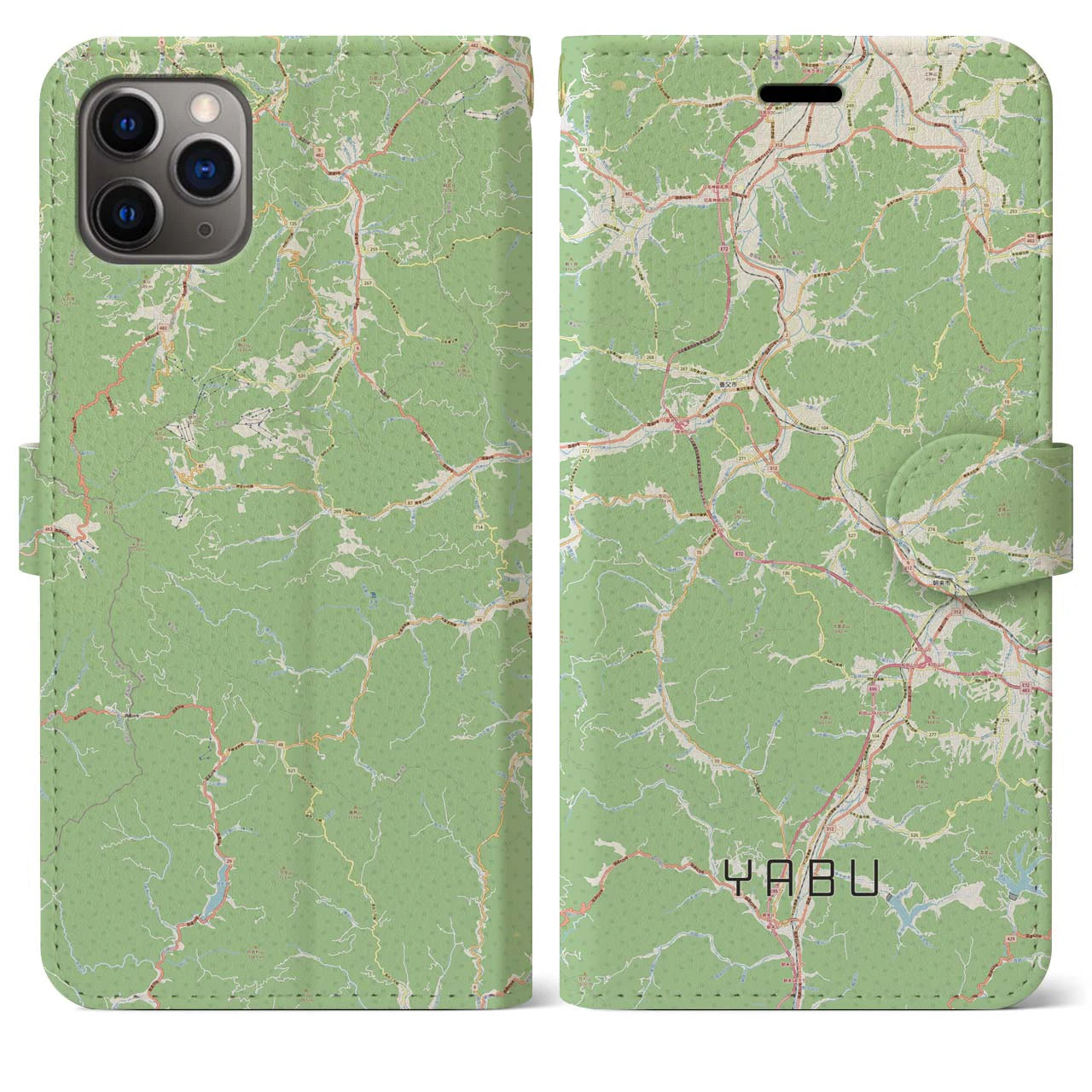 【養父】地図柄iPhoneケース（手帳両面タイプ・ナチュラル）iPhone 11 Pro Max 用