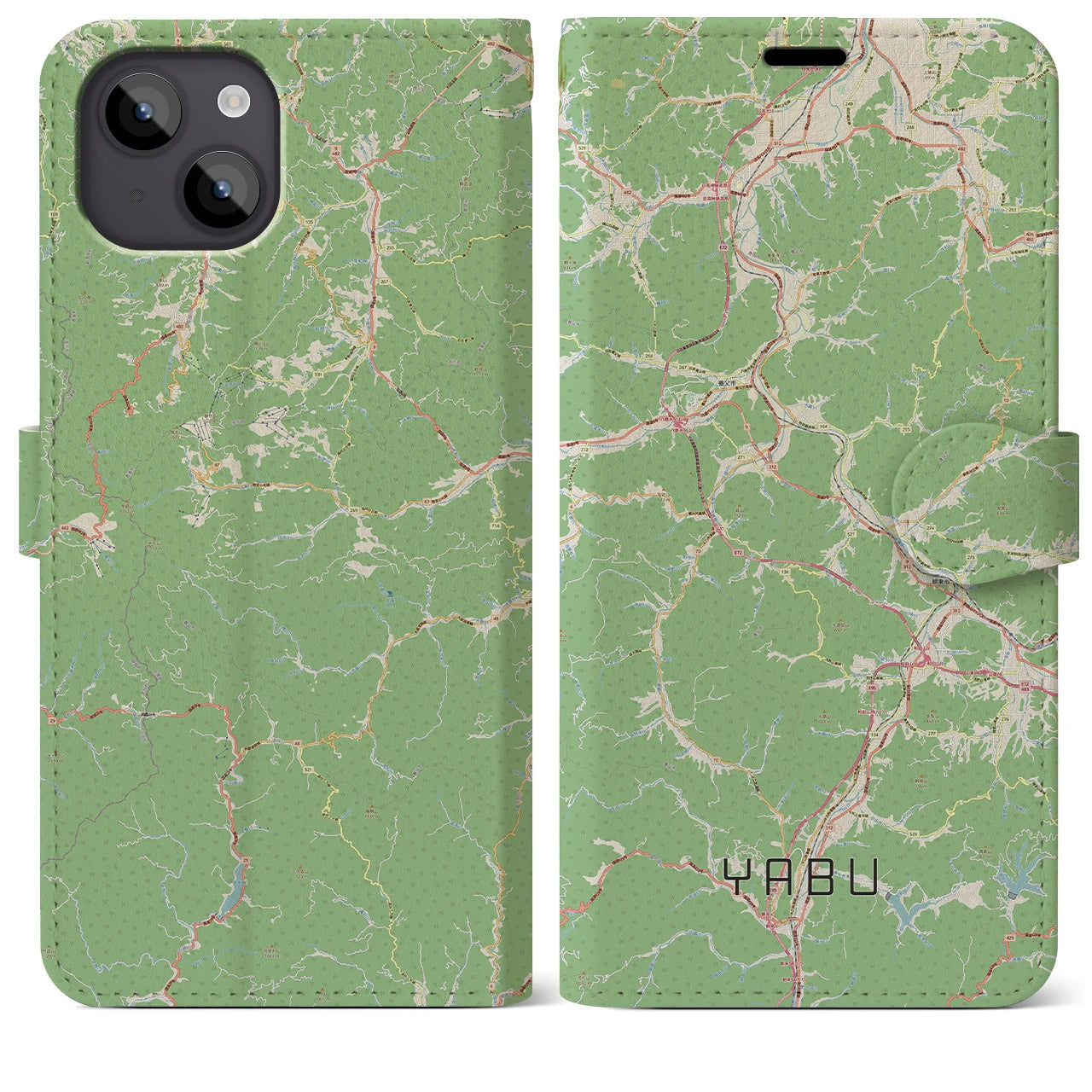 【養父】地図柄iPhoneケース（手帳両面タイプ・ナチュラル）iPhone 14 Plus 用
