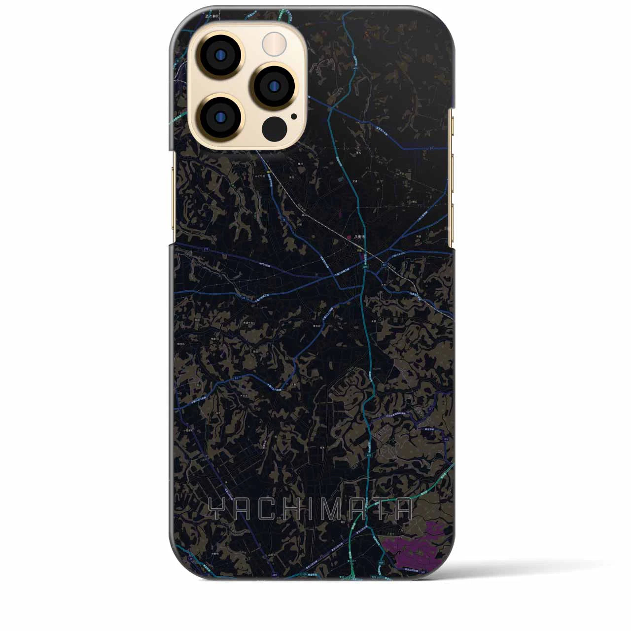 【八街】地図柄iPhoneケース（バックカバータイプ・ブラック）iPhone 12 Pro Max 用