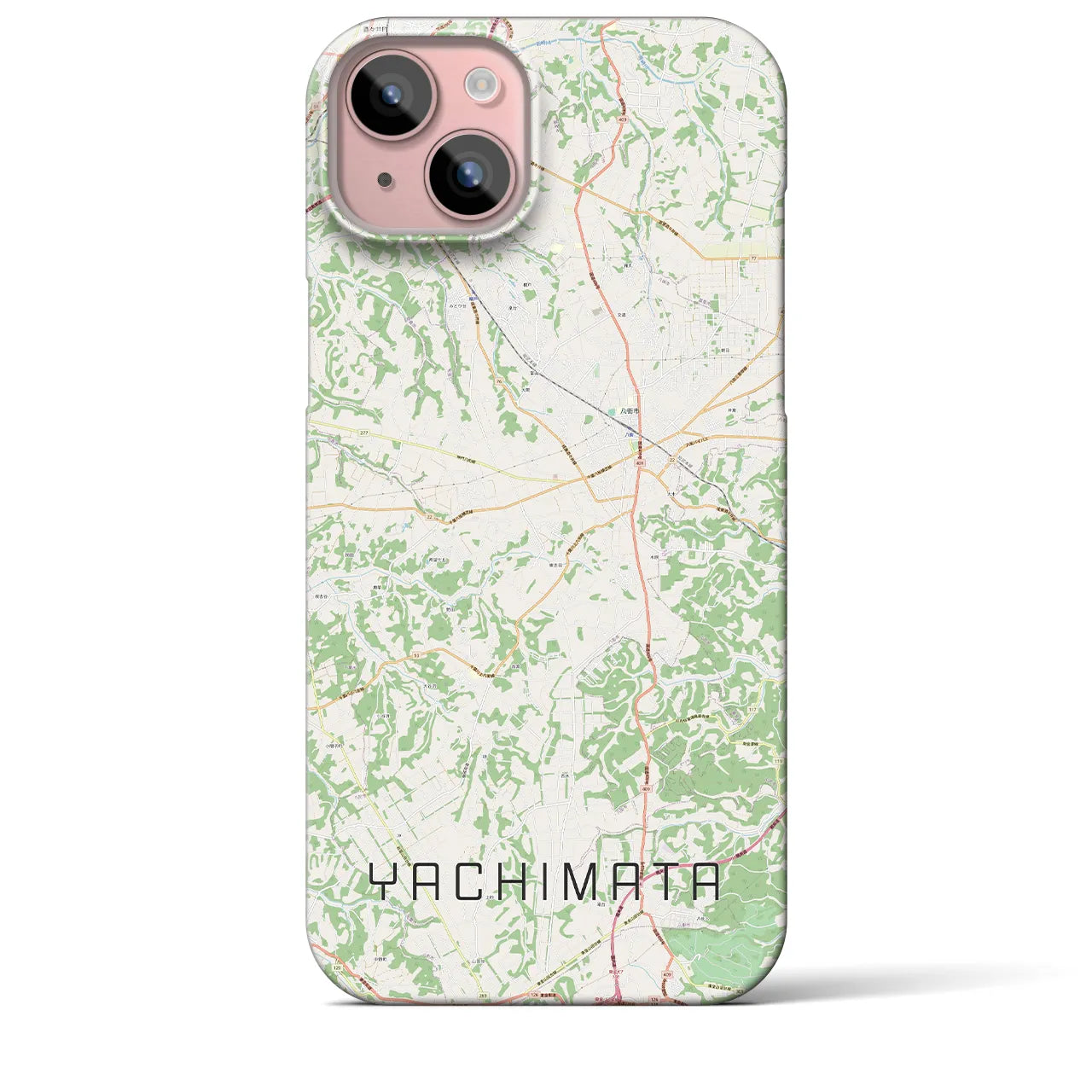 【八街】地図柄iPhoneケース（バックカバータイプ・ナチュラル）iPhone 15 Plus 用
