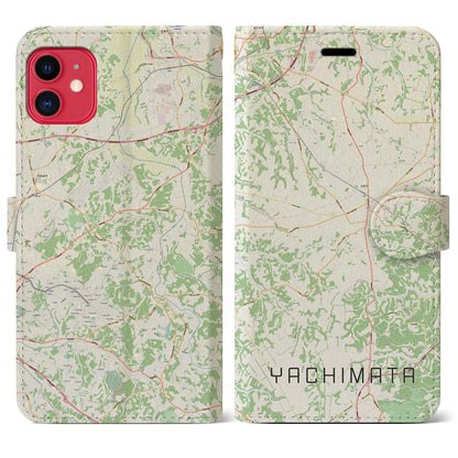 【八街（千葉県）】地図柄iPhoneケース（手帳タイプ）ナチュラル・iPhone 11 用