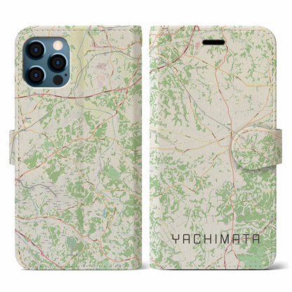 【八街（千葉県）】地図柄iPhoneケース（手帳タイプ）ナチュラル・iPhone 12 / 12 Pro 用