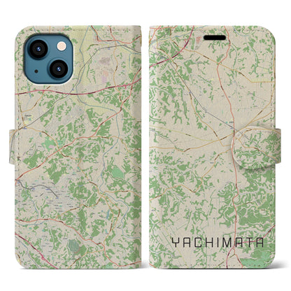 【八街（千葉県）】地図柄iPhoneケース（手帳タイプ）ナチュラル・iPhone 13 用