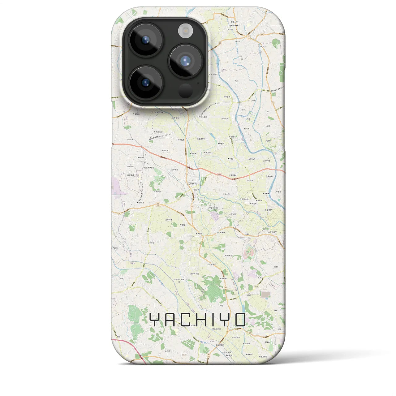 【八千代（茨城県）】地図柄iPhoneケース（バックカバータイプ・ナチュラル）iPhone 15 Pro Max 用