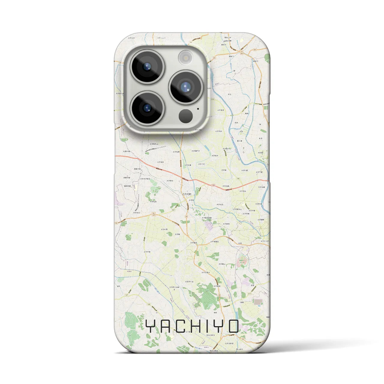 【八千代（茨城県）】地図柄iPhoneケース（バックカバータイプ・ナチュラル）iPhone 15 Pro 用