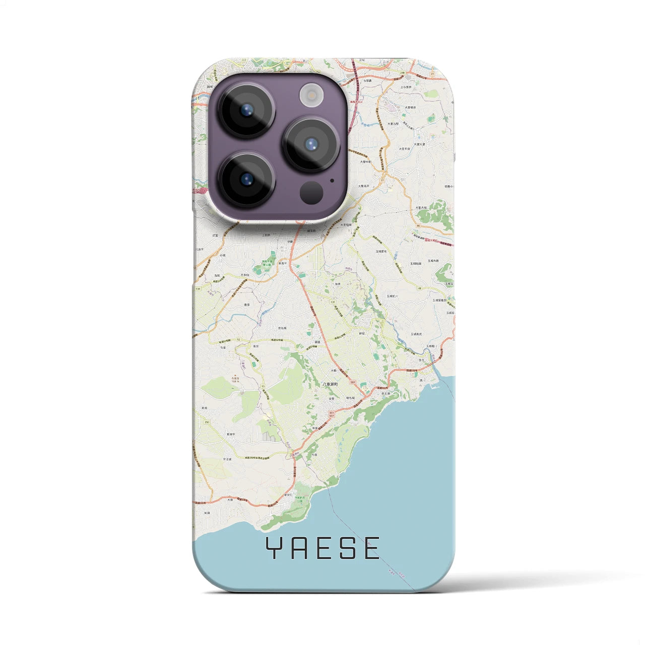 【八重瀬】地図柄iPhoneケース（バックカバータイプ・ナチュラル）iPhone 14 Pro 用
