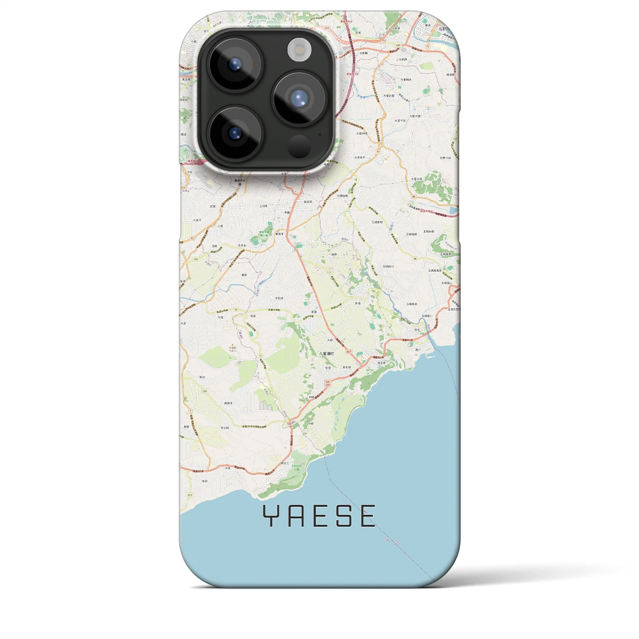 【八重瀬】地図柄iPhoneケース（バックカバータイプ・ナチュラル）iPhone 15 Pro Max 用