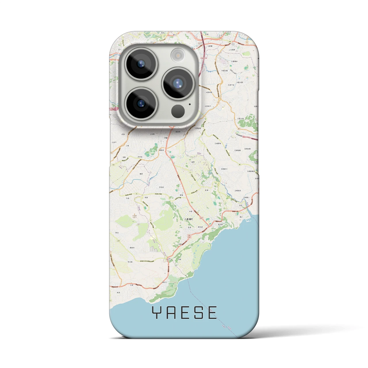 【八重瀬】地図柄iPhoneケース（バックカバータイプ・ナチュラル）iPhone 15 Pro 用