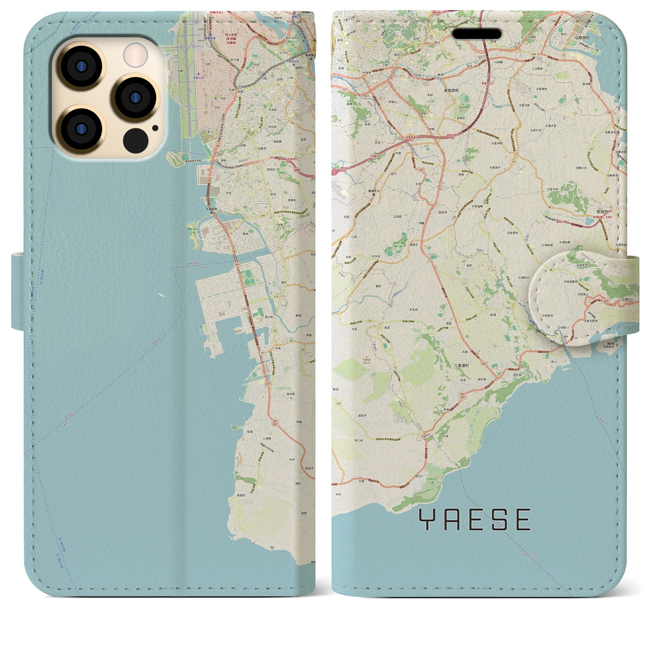 【八重瀬】地図柄iPhoneケース（手帳両面タイプ・ナチュラル）iPhone 12 Pro Max 用