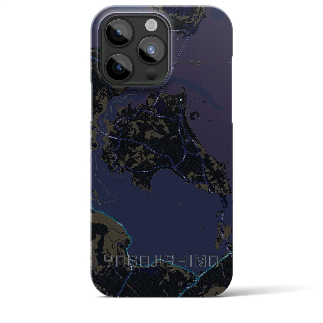 【屋我地島】地図柄iPhoneケース（バックカバータイプ・ブラック）iPhone 15 Pro Max 用